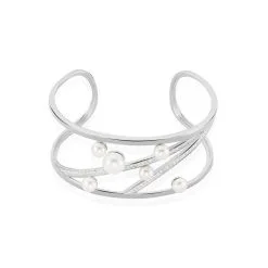 Laetizia Bracelet Jonc Nissi Argent Blanc Perle De Culture Oxyde De Zirconium