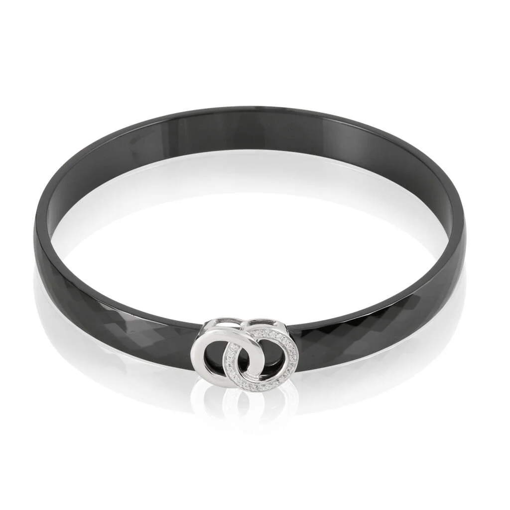 Histoire D'Or Bracelet Jonc Argent Blanc Oxyde De Zirconium Et Céramique