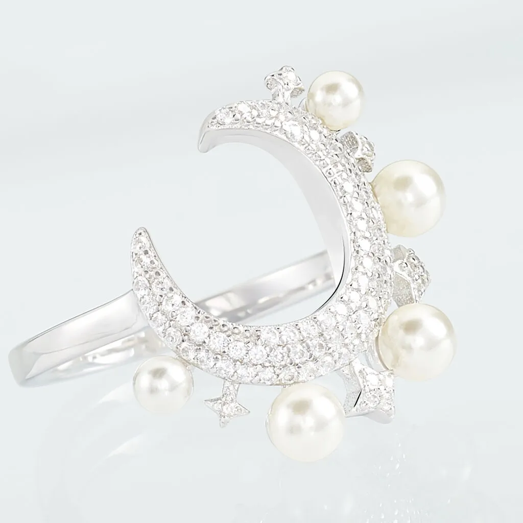 Laetizia Bague Moon Argent Perle D'imitation Chrysoprase Et Oxyde De Zirconium – Image 4