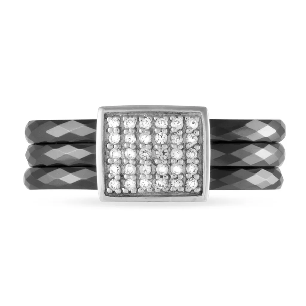 Histoire D'Or Bague Ceramik Design Argent Blanc Oxyde De Zirconium Et Céramique – Image 3