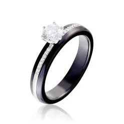 Histoire D'Or Bague Solitaire Ceramik Design Argent Oxyde De Zirconium Et Céramique