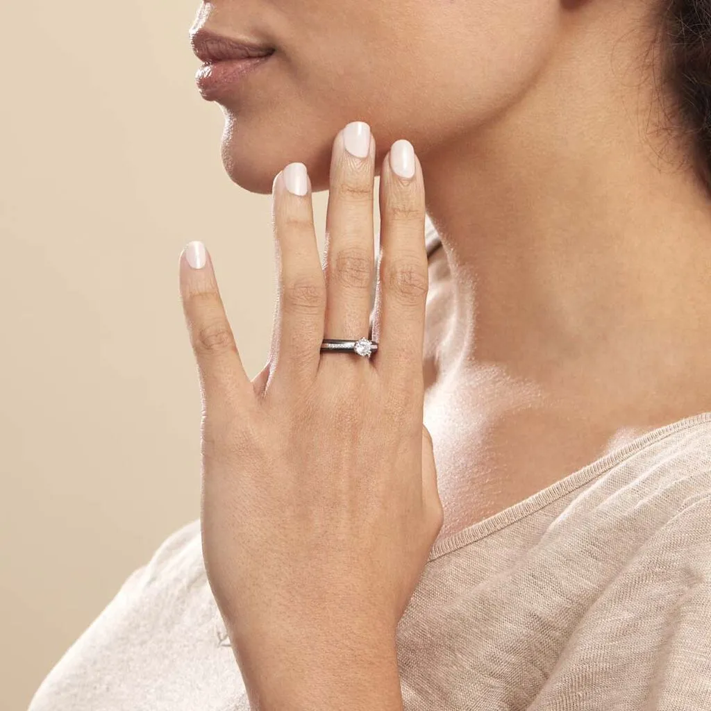 Histoire D'Or Bague Solitaire Ceramik Design Argent Oxyde De Zirconium Et Céramique – Image 6
