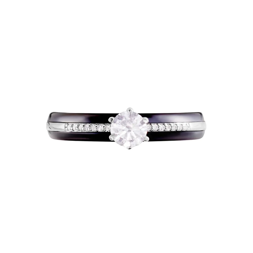 Histoire D'Or Bague Solitaire Ceramik Design Argent Oxyde De Zirconium Et Céramique – Image 2