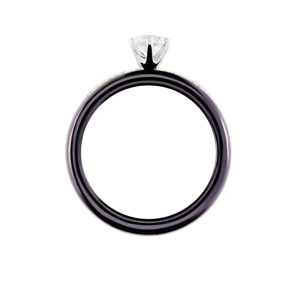 Histoire D'Or Bague Solitaire Ceramik Design Argent Oxyde De Zirconium Et Céramique – Image 3