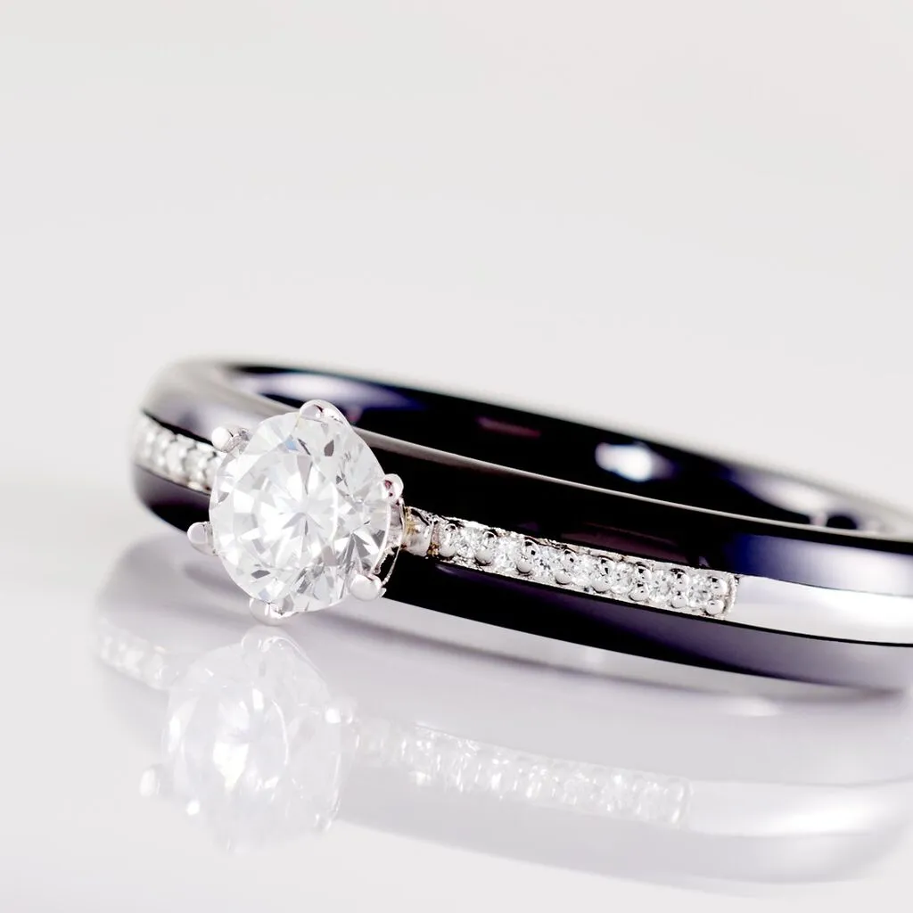 Histoire D'Or Bague Solitaire Ceramik Design Argent Oxyde De Zirconium Et Céramique – Image 4