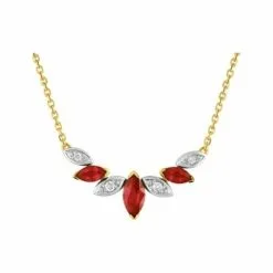 Robbez Masson Collier En Or Jaune, Or Blanc, Rubis Et Diamants De 0.048ct