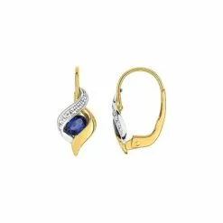 Robbez Masson Boucles D'oreilles En Or Jaune Et Saphirs, Diamants De 0.01ct