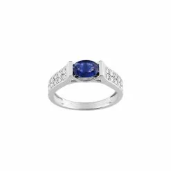 Robbez Masson Bague En Or Blanc, Saphir Et Diamants De 0.30ct