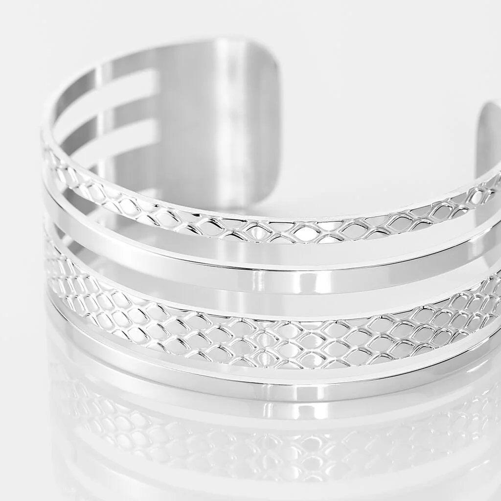 Histoire D'Or Bracelet Jonc Abram Acier Blanc – Image 3