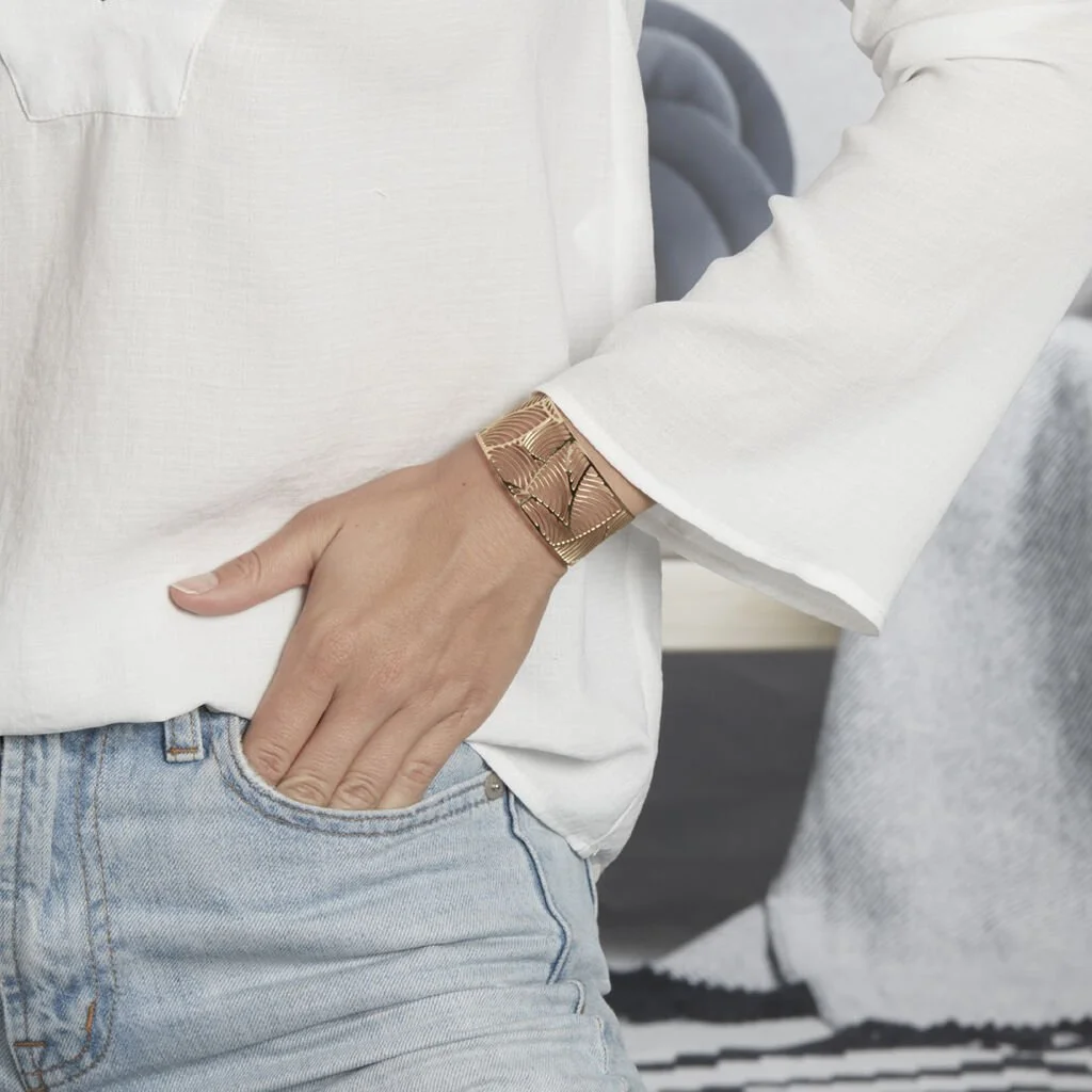 Imagine Bracelet Jonc Andor Acier Dore – Image 4