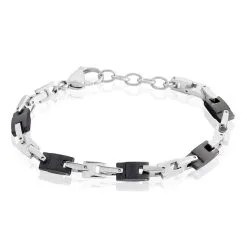 Bracelet Jourdan Homme Black Beal Acier Argente