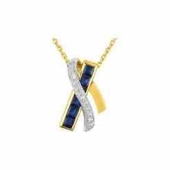 Robbez Masson Collier En Or Jaune, Or Blanc, Saphir Et Diamants De 0.018ct