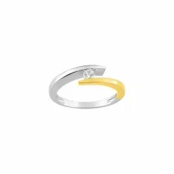 Robbez Masson Bague En Or Blanc, Or Jaune Et Diamant 0.12ct