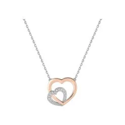 Robbez Masson Collier En Or Rose, Or Blanc Et Diamant 0.01ct