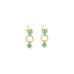 Boucles D'oreilles Pendantes ZAG Ernestine En Acier Doré Et Turquoises