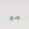 Boucles D'oreilles Flowersforzoé En Métal Doré Et Turquoise