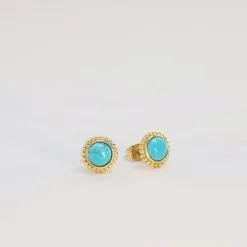 Boucles D'oreilles Flowersforzoé En Métal Doré Et Turquoise