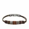 Bracelet Fossil En Acier, Cuir